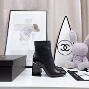 Kitlife Chanel 16B CHAIN-TRIM CAP TOE ANKLE BOOTS BLACK LEATHER  - 1