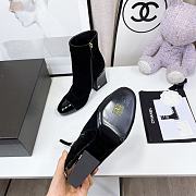 Kitlife Chanel 16B CHAIN-TRIM CAP TOE ANKLE BOOTS BLACK LEATHER  - 5