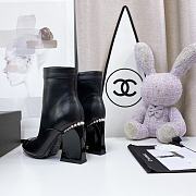 Kitlife Chanel 16B CHAIN-TRIM CAP TOE ANKLE BOOTS BLACK LEATHER  - 4