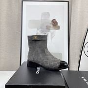 	 Kitlife Chanel Flat Back Ankle Boots Black/Grey Velvet Leather - 1