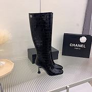 	 Kitlife Chanel Black/White/Yellow 19a Métiers D'art Paris Croc Embossed Leather Ankle Heels Long Boots - 3