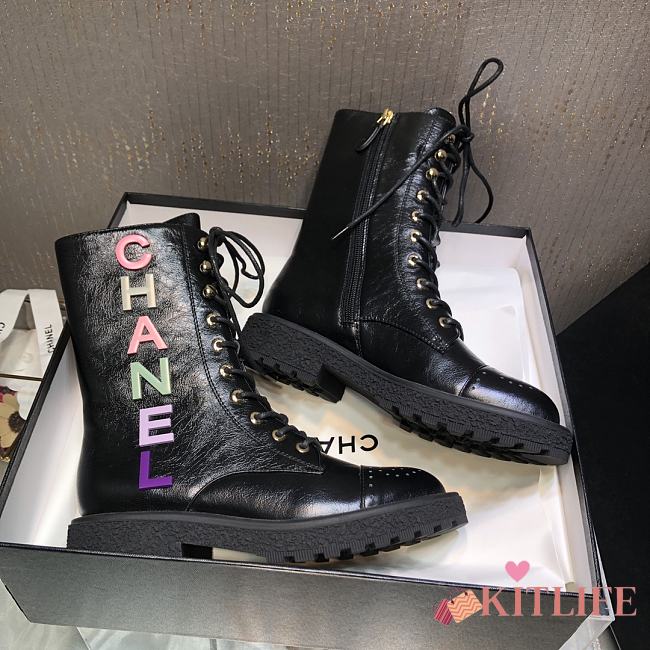 	 Kitlife Chanel Laced Black Leather Boots - 1