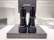 Kitlife Chanel Lace Up Combat Patent Leather Black Boots - 2