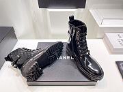Kitlife Chanel Lace Up Combat Patent Leather Black Boots - 5