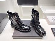 Kitlife Chanel Lace Up Combat Patent Leather Black Boots - 4