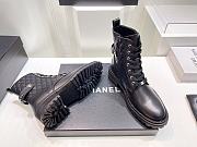 	 Kitlife Chanel Lace Up Combat Soft Leather Black Boots - 3