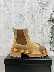 	 Kitlife Chanel Chelsea Ankle Velvet Leather Boots Black/White/Beige - 1