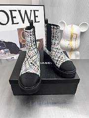 Kitlife Chanel Chelsea Tweed Black Leather Boots  - 3