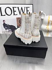 	 Kitlife Chanel Chelsea Tweed White Leather Boots - 5