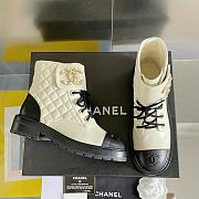 Kitlife Chanel Combat Boot Lambskin Calfskin Quilted Leather White - 5