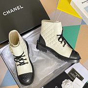 Kitlife Chanel Combat Boot Lambskin Calfskin Quilted Leather White - 2