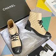 Kitlife Chanel Combat Boot Lambskin Calfskin Quilted Leather Beige - 3