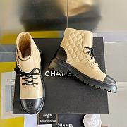 Kitlife Chanel Combat Boot Lambskin Calfskin Quilted Leather Beige - 2