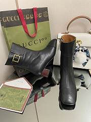 Kitlife Gucci Buckled black leather ankle boots - 4