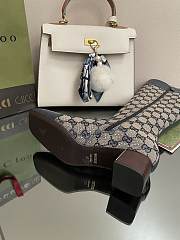 	 Kitlife Gucci Buckled logo-jacquard leather and beige&blue canvas high-knee ankle boots - 6