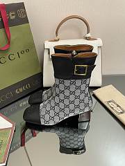 	 Kitlife Gucci Buckled logo-jacquard leather and Beige&Black canvas ankle boots - 4