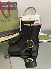 Kitlife Gucci Blondie embellished black leather-trimmed coated-canvas ankle boots - 4