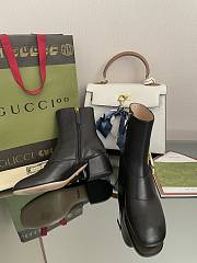 Kitlife Gucci Blondie embellished black leather-trimmed coated-canvas ankle boots - 3