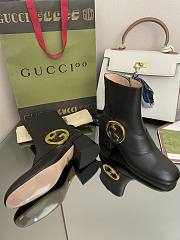 Kitlife Gucci Blondie embellished black leather-trimmed coated-canvas ankle boots - 2