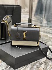 Kitlife YSL Sunset Medium Top Handle In Smooth Leather Black and White - 25x18x5cm - 1