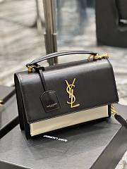 Kitlife YSL Sunset Medium Top Handle In Smooth Leather Black and White - 25x18x5cm - 5