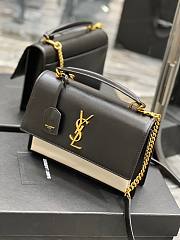Kitlife YSL Sunset Medium Top Handle In Smooth Leather Black and White - 25x18x5cm - 4