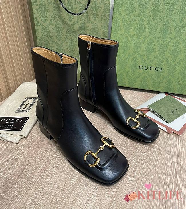 Kitlife Gucci Black Horsebit Leather Ankle Boots Short/Long - 1