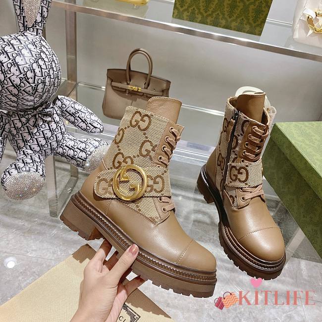 Kitlife Gucci Ankle Boots GG Blondie Logo Brown - 1