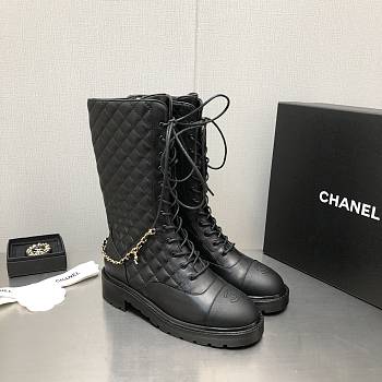 Kitlife Chanel Lace Up Lace-Ups Lambskin & Grained Calfskin Black 40mmm heel