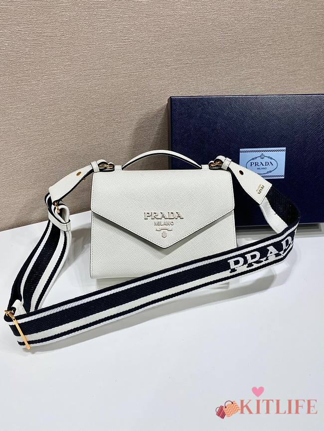 	 Kitlife Prada Monochrome Saffiano and leather white bag - 21x14x.65cm - 1