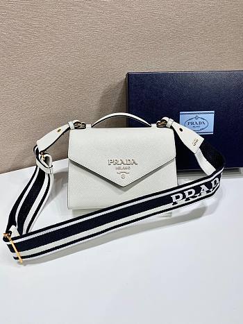 	 Kitlife Prada Monochrome Saffiano and leather white bag - 21x14x.65cm