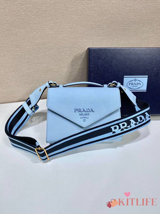 	 Kitlife Prada Monochrome Saffiano and leather blue bag - 21x14x.65cm - 1