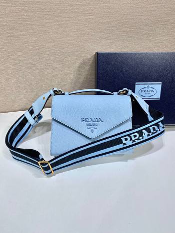 	 Kitlife Prada Monochrome Saffiano and leather blue bag - 21x14x.65cm