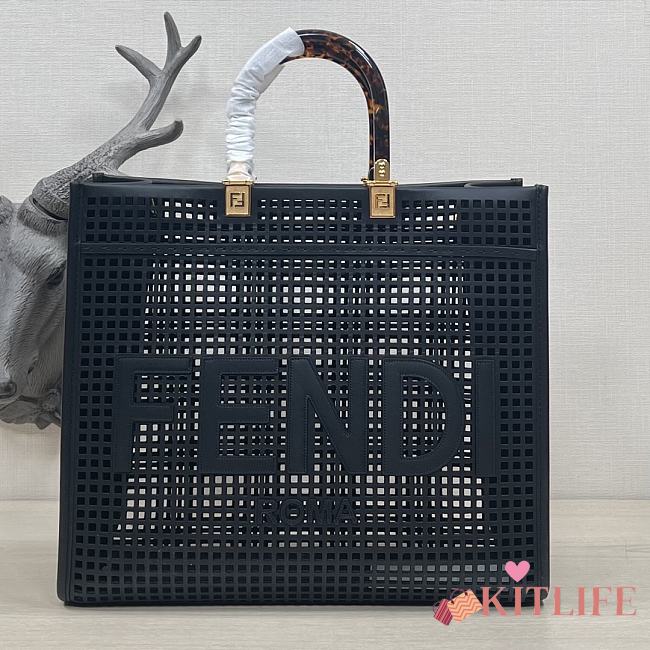 	 Kitlife Fendi Sunshine Medium Two-toned perforated leather shopper black - 35x31x17cm - 1