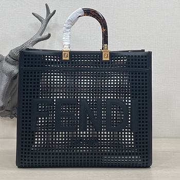 	 Kitlife Fendi Sunshine Medium Two-toned perforated leather shopper black - 35x31x17cm