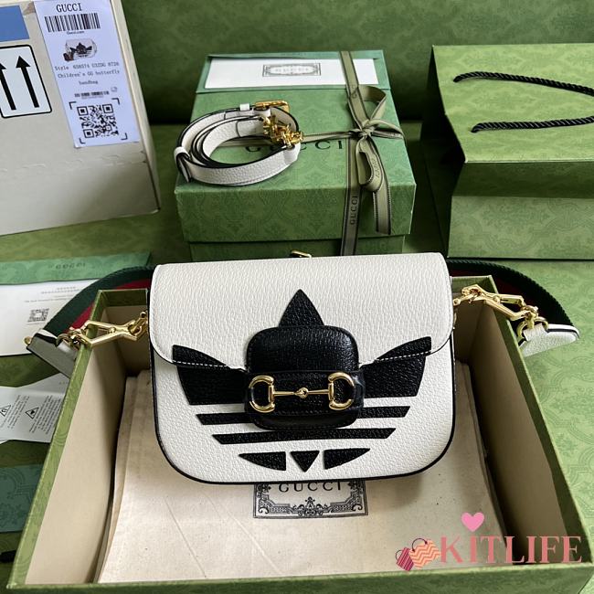 	 Kitlife Mini borsa adidas x Gucci Horsebit 1955 white - 20x14x5cm - 1