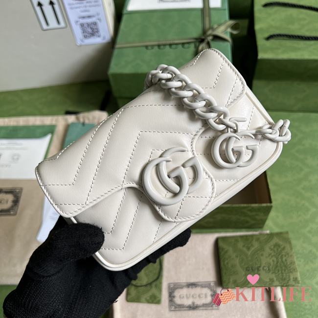 	 Kitlife Gucci GG Marmont Quilted buffed leather Shoulder Bag White - 16.5x10.2x5.1cm - 1