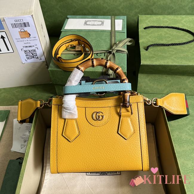 Kitlife Gucci Diana mini tote bag yellow leather - ‎702732 - 20x16x10cm - 1