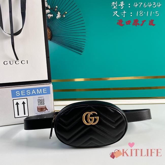 Kitlife Gucci Matelasse Black Belt Bag - 18*11*5 - 1