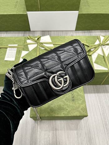 Kitlife Gucci GG Marmont Super Mini Black Leather - 16.5x10.2x5cm