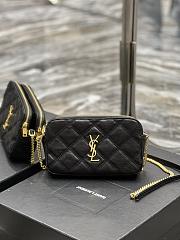 Kitlife YSL Becky YSL Quilted Double Zip Pouch Bag Black - 19x11x5cm - 1