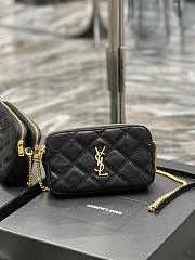 Kitlife YSL Becky YSL Quilted Double Zip Pouch Bag Black - 19x11x5cm - 4