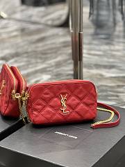 Kitlife YSL Becky YSL Quilted Double Zip Pouch Bag Red - 19x11x5cm - 2