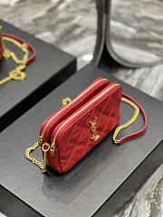Kitlife YSL Becky YSL Quilted Double Zip Pouch Bag Red - 19x11x5cm - 4