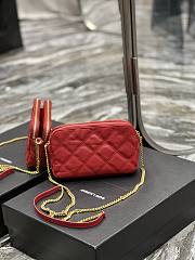 Kitlife YSL Becky YSL Quilted Double Zip Pouch Bag Red - 19x11x5cm - 5