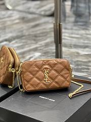 Kitlife YSL Becky YSL Quilted Double Zip Pouch Bag Brown - 19x11x5cm - 2