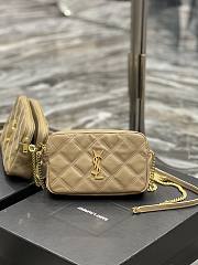 Kitlife YSL Becky YSL Quilted Double Zip Pouch Bag Beige - 19x11x5cm - 1