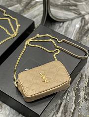 Kitlife YSL Becky YSL Quilted Double Zip Pouch Bag Beige - 19x11x5cm - 6