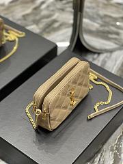 Kitlife YSL Becky YSL Quilted Double Zip Pouch Bag Beige - 19x11x5cm - 5