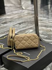 Kitlife YSL Becky YSL Quilted Double Zip Pouch Bag Beige - 19x11x5cm - 3
